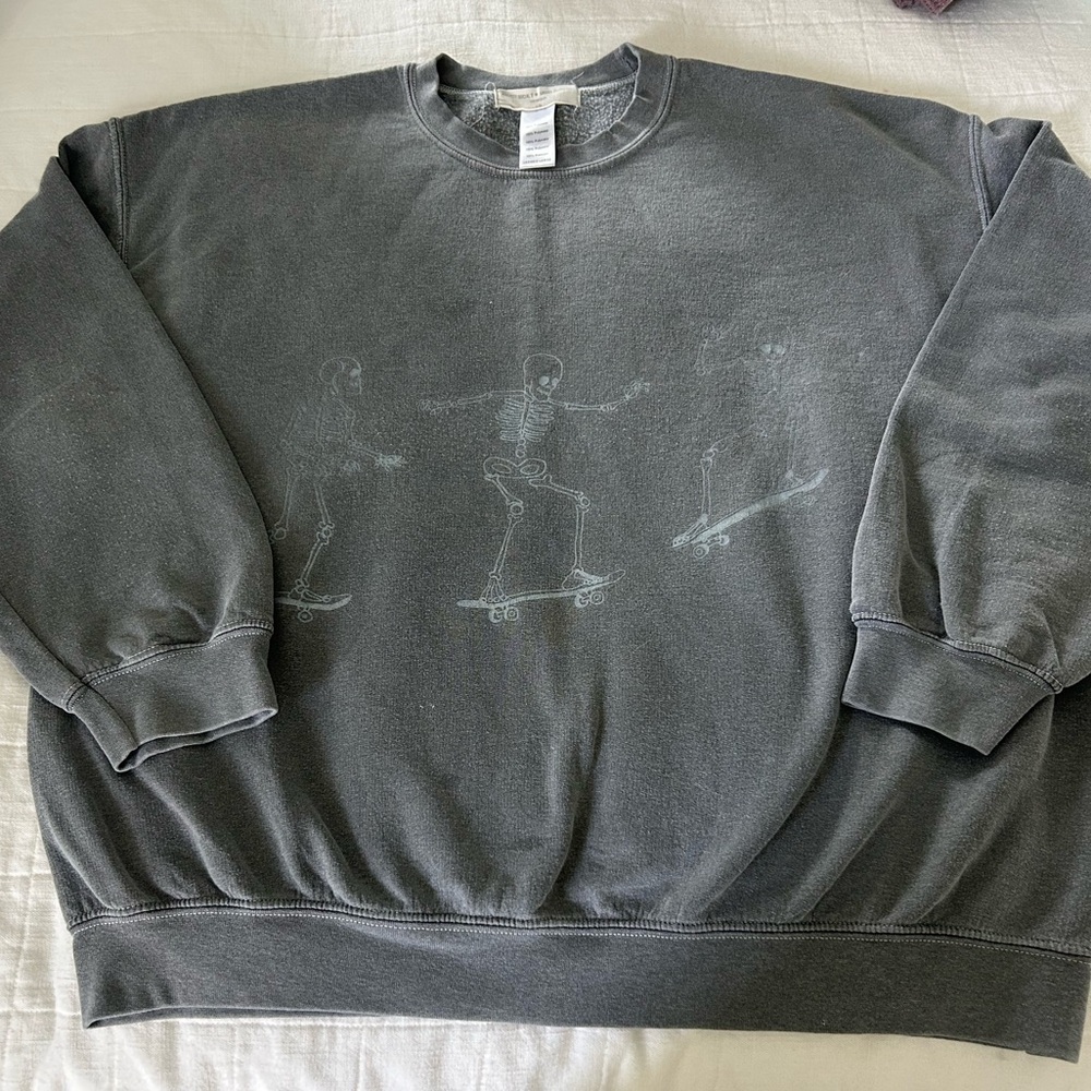 Project Social T Charcoal Gray Skeleton Skate Crewneck